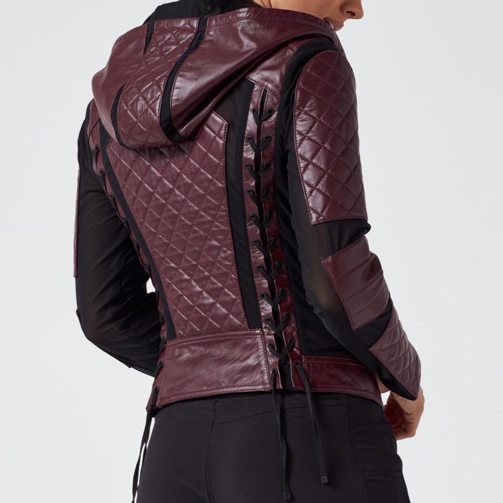 Blanc Noir Burgundy Moto Hoodie - Picture 2 of 6